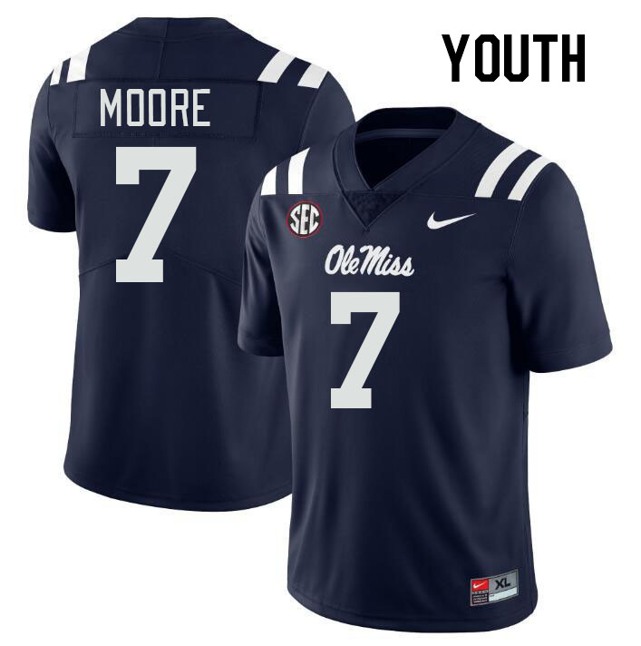 Youth #7 Louis Moore Ole Miss Rebels College Football Jerseys Stitched-Navy